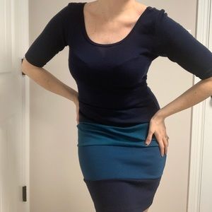 2000s BeBop knit colorblock bodycon dress